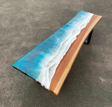 48" x 20" Epoxy Resin Table Top , Epoxy Live Edge Table Top , Home Patio Decor