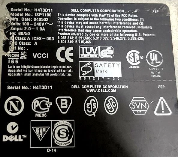 Dell ISP1100 PowerEdge Rack Server 100-240V 1.0-2.0A 50/60HZ Class A - Image 2 of 2