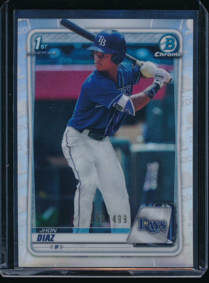 JHON DIAZ 1st 2020 Bowman Chrome Prospects REFRACTOR #/499 Rays Rookie Card RC