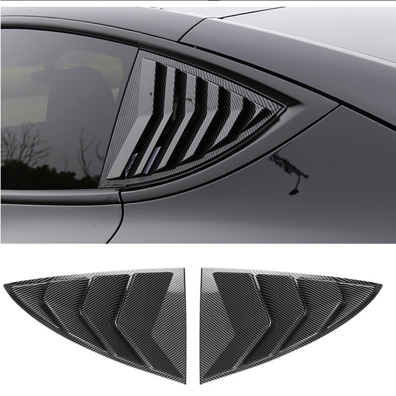 Tesla Model Y 2020-2022 Black Rear Side Window Louver Cover Trim