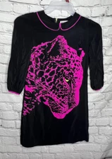 Juicy Couture Vintage Silk Trapeze Midi Dress With Leopard Novelty Print Sz 0