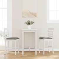 Barhocker 2Er Set Mit Kissen Massivholz Gummibaum Weiß