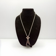 Vintage 70s AVON Faux Onyx Teardrop Modernist Pendant Necklace 24