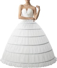 6 Hoop A-Line Petticoat Crinoline Wedding Bridal Underskirt Adjustable Waist New