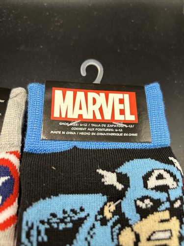 2 Pair Marvel Captain America Crew Socks, Adult Shoe Size 6-12, Comics - 第 2/3 張圖片