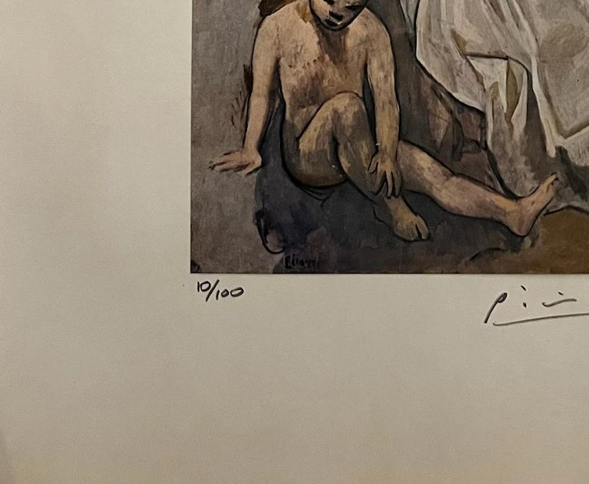 Pablo Picasso 原版手工签名平版画带真品证明和 3,500 美元评估 — 第 4/4 张图片