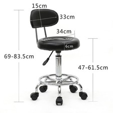 Height Adjustable Hydraulic Rolling Swivel Stool Spa Salon Chair w/ Back Rest