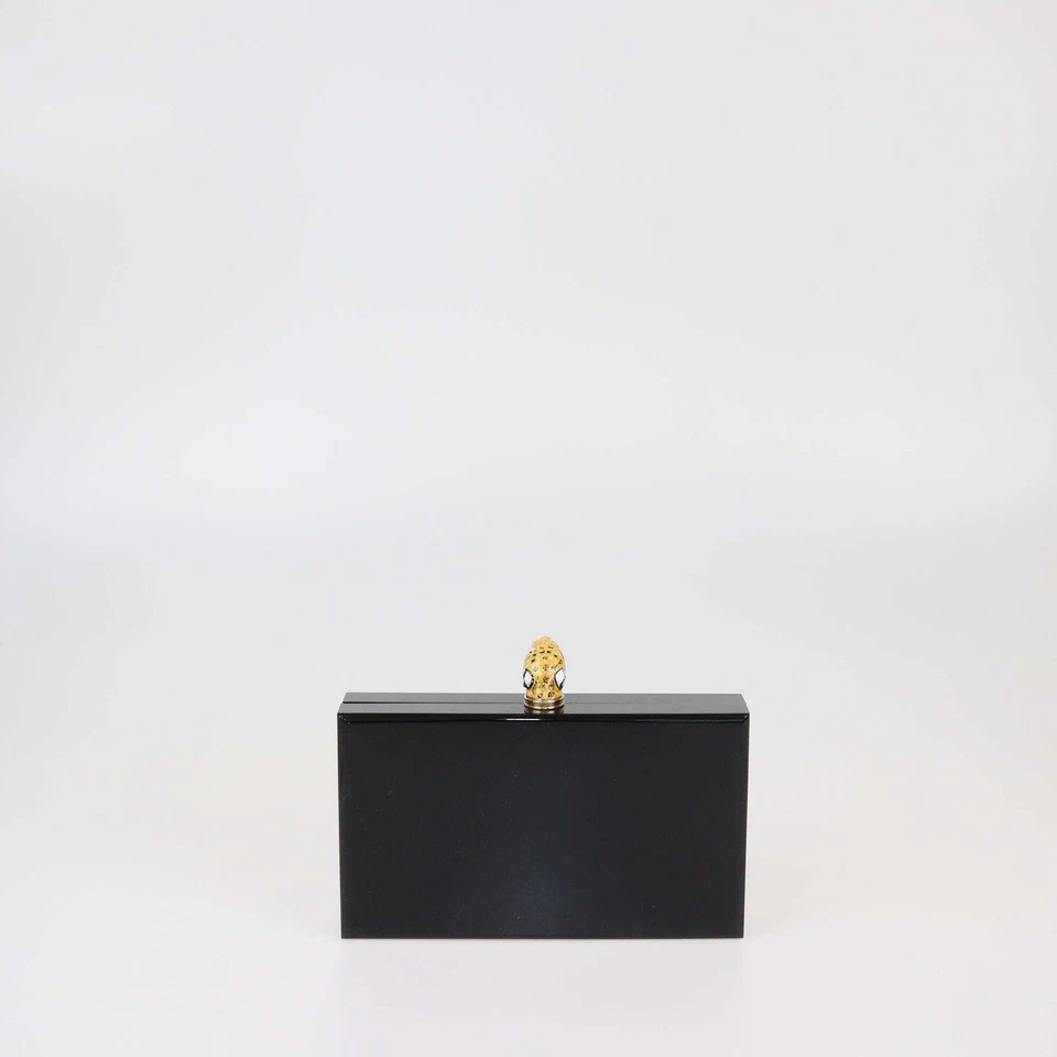 Charlotte Olympia Black Leopard Head Acrylic Clutch - Image 3 of 4
