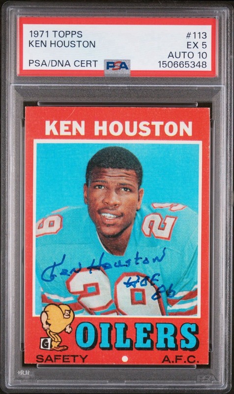 1971 Topps Ken Houston Rookie RC Autograph PSA 5 Auto 10 Gem Mint