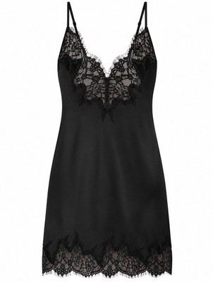 SKIMS Silk Lace Mini Slip Dress Black Onyx LG-SLI-11176W Women's Size M NWT $198