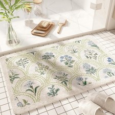 Spring Floral Bathroom Rug 32" x 20" Wild Flowers Bathroom Mat Boho Floral Bath