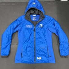 Helly Hansen Jacket Womens Medium Blue Black Mammoth RECCO Hooded PrimaLoft Coat