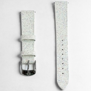 Michele Women's 16mm White Sparkle White Leather Watch Band 301762100