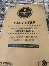 Regalo Easy Step Baby Gate 38.5-Inch Includes Wide 6-inch Extension BLACK