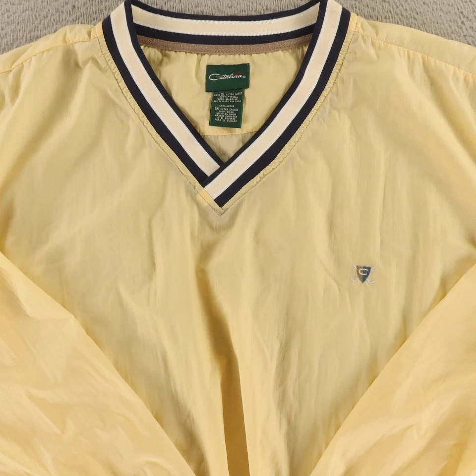 Chaqueta de Colección Catalina Para Hombres XL Amarillo Pullover Cortavientos Nylon Rayas Años 90 Foto 2 de 4