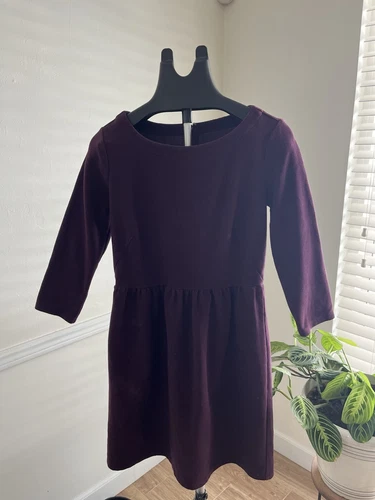 Ann Taylor Loft Plum Purple Ribbed Texture Fit Flare Stretch Dress Size 2