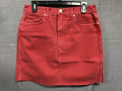 RAG & BONE Women's Bull Red Moss Skirt Size 28 Pockets Zip Button NWT