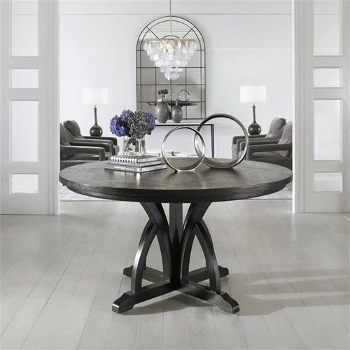 Uttermost Maiva 56" Round Mango Wood and MDF Dining Table in Black - Picture 2 of 7