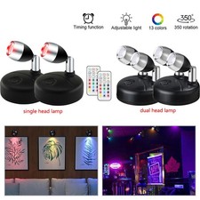 2X Wireless Spotlight RGB Colour Changing w/ Remote for Painting Display 1/2Head