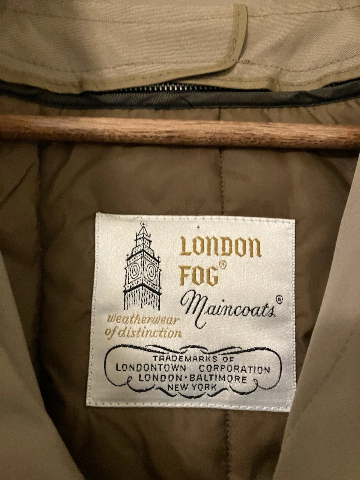 Vintage London Fog Maincoat Trench Coat Beige Men’s 40R Zip Lining image 7