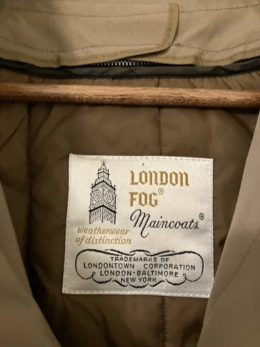 Vintage London Fog Maincoat Trench Coat Beige Men’s 40R Zip Lining image 7