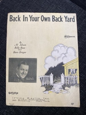 1928 Back In Your Own Back Yard Sheet Music Al Jolson - Billy Hays cover