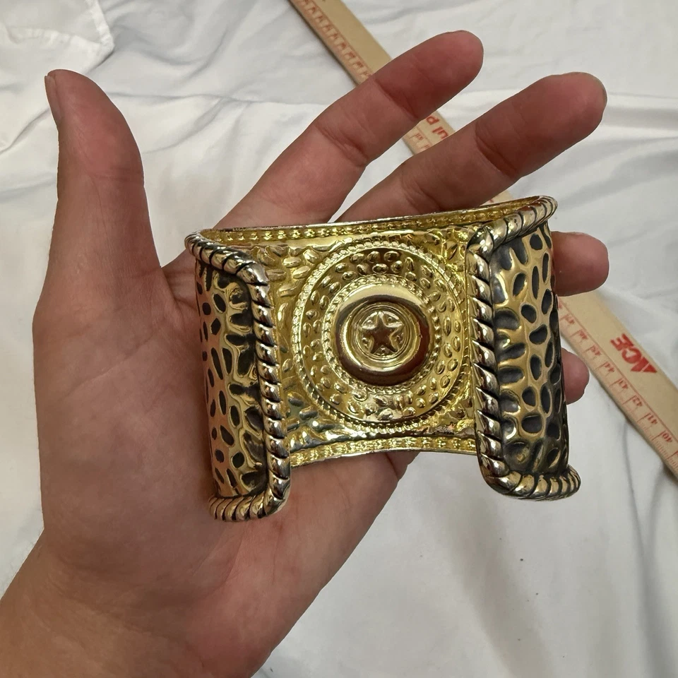 Brazalete Montana Plateros Dos Tonos Plata Oro Estrás Estrella Bling Foto 4 de 4