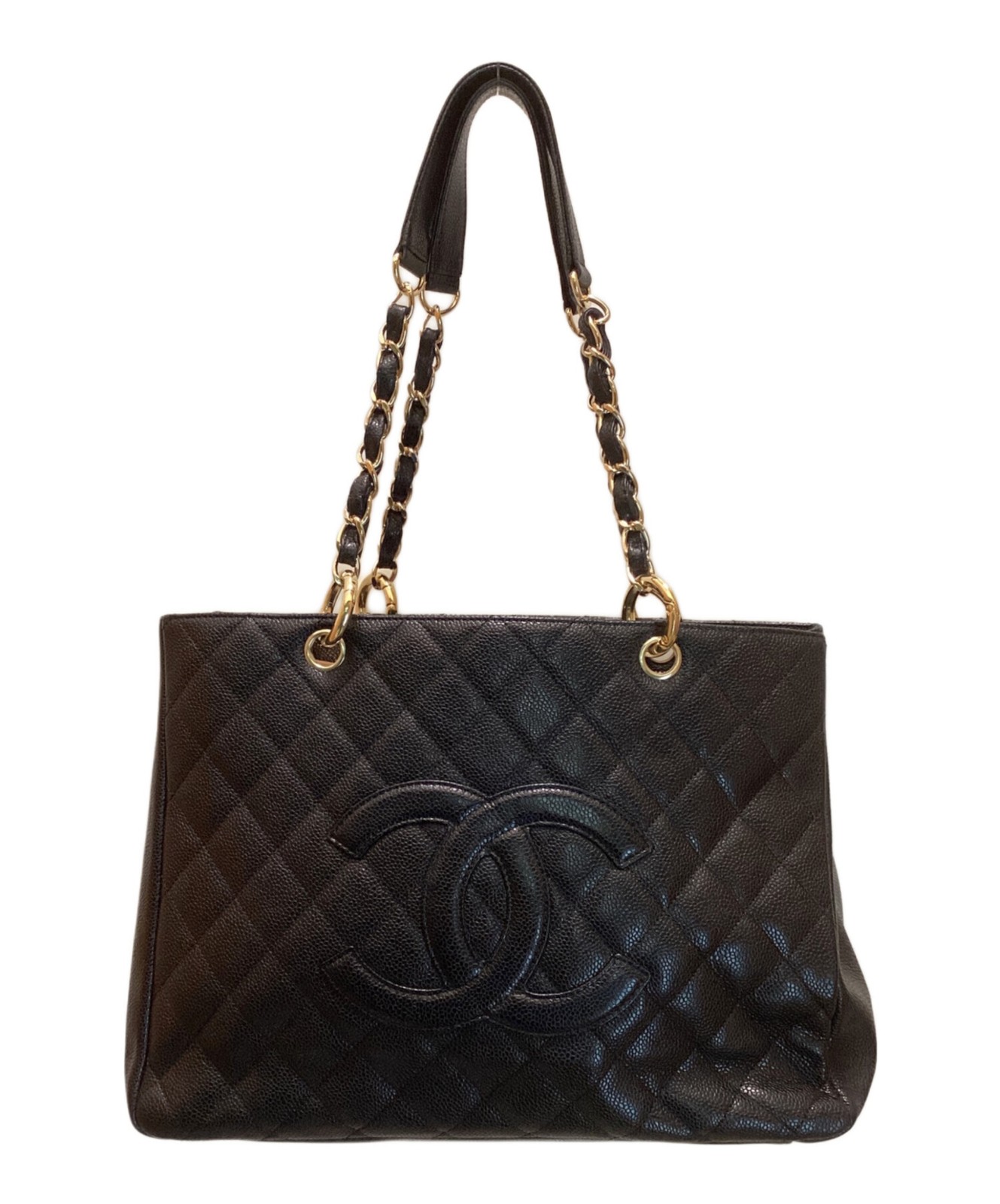 CHANEL GST Black Caviar Matelasse Tote with Coco Mark
