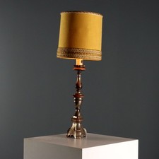 Torciere Antico Legno Tornito Intagliato Tessuto Italia XX Secolo Originale