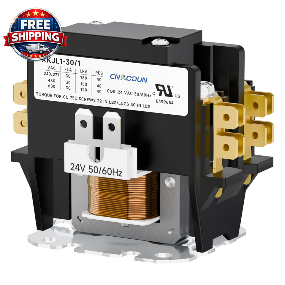 HVAC Contactor Air Conditioner Contactor 1 Pole 30 Amp 24V Coil ...