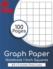 Graph Paper Notebook 1 Inch Squares: 100 Pages, Thick Solid Grid, Large, 8.5 X