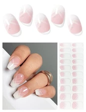 Semi Cured Gel Nail Strips (Elegant French), White French Tip, Elegant 