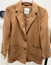 MADEWELL Sz Small Dorset Blazer 100 Linen Jacket Warm Hickory Brown 158 read
