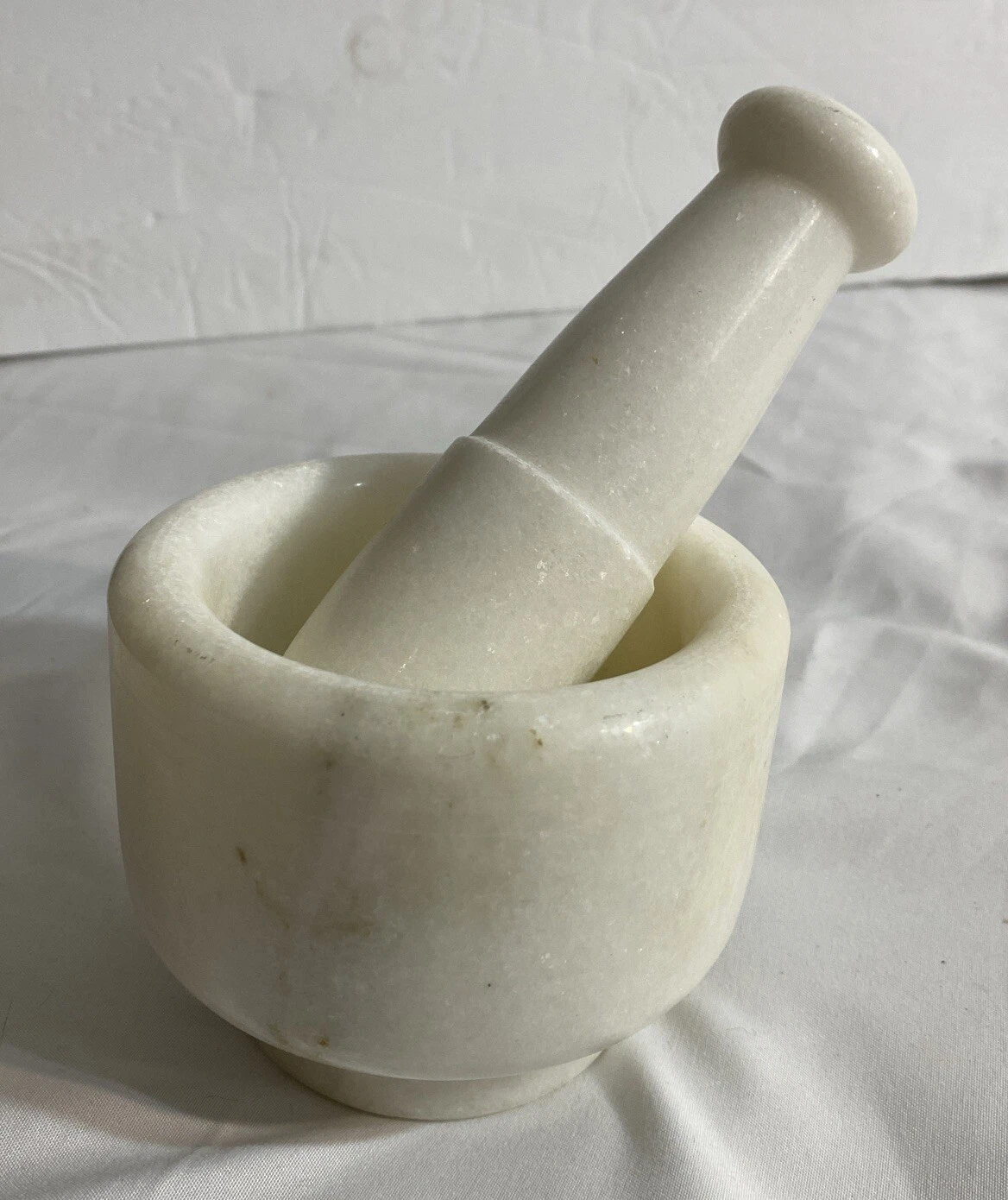 Marble Stone White Mortar and Pestle Spice Herb Grinder Pill Crusher Set Natural