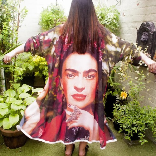Boho Frida Kahlo Long Sheer Duster Kimono Cardigan Plus Size Made In Italy - Picture 6 of 8
