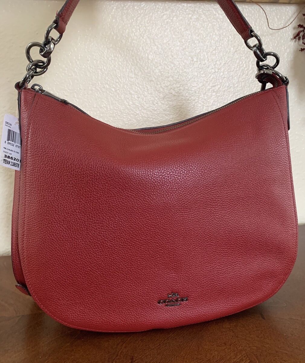 COACH Chelsea 32 Hobo Crossbody Shoulder CHERRY red Leather COACH Chelsea 32 Hobo Crossbody Shoulder CHERRY red Leather