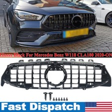 All Black GT R Front Grille Grill For Mercedes Benz W118 CLA250 CLA45 AMG 20-ON
