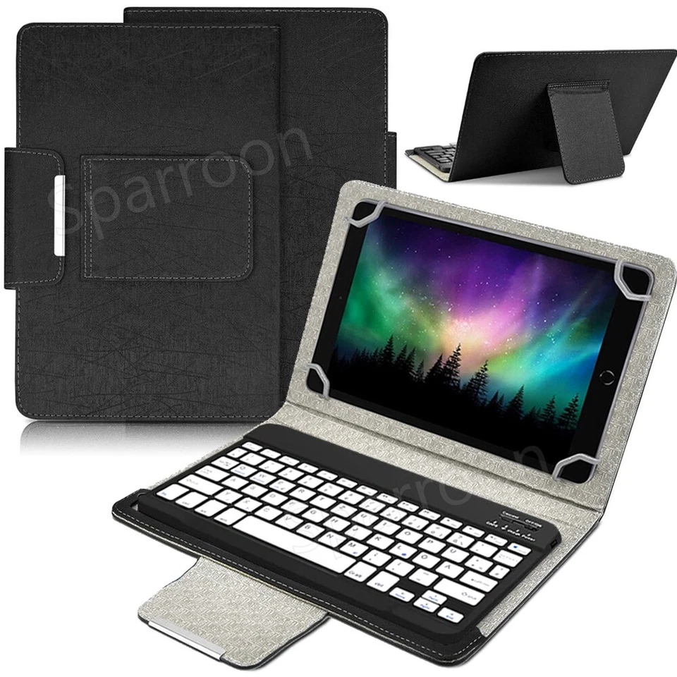 10" 10.1" inch Universal Bluetooth Keyboard Case Cover For IOS Android Tablet PC - Image 2 of 4