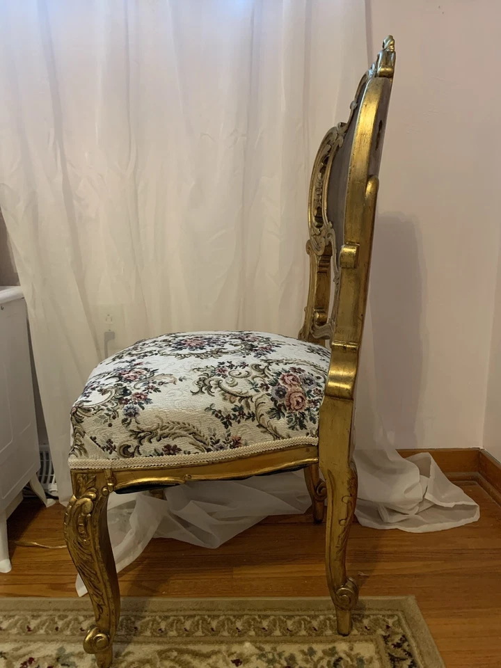 Уникальный антикварный боковой стул 18 века из золота 18 карат с ручной росписью - Изображение 3 из 4