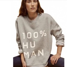 EVERLANE The 100 Human Typography Sweatshirt Gray White Size XXS New