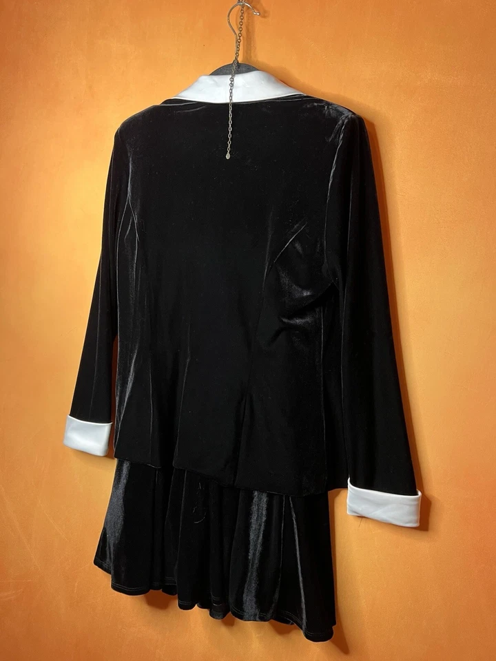 Alex Evenings 2 Piece Black Velvet Dress And Jacket Set Med/S NYE Party Bow Tie - Image 3 of 4