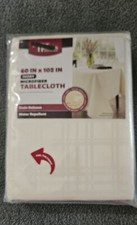 NWT Better Homes  Gardens 60" x 102" Microfiber Ivory Tablecloth Easy Care