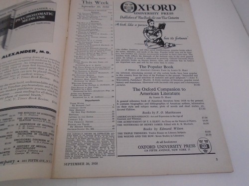 Saturday Review of Literature Magazine September 30, 1950 Jonathan Daniels - Picture 3 of 4