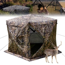 Camo Hunting Blind Pop-Up Tent See Through Ground Tent 3-4 Person For Camping