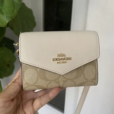 NWT Coach Mini Envelope Wallet With Strap In Signature Canvas CU172