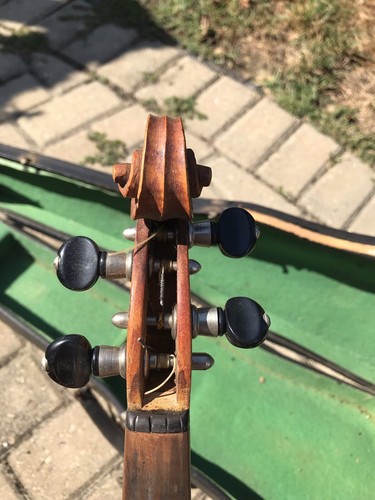 Vintage Antique Old Violin for Parts or Restoration Germany W/ Case 14 3/16 Back - Picture 6 of 12