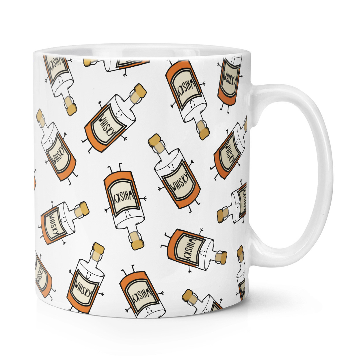 Whisky Bottle Pattern 10oz Mug Cup - Funny Drunk Alcohol Scotch