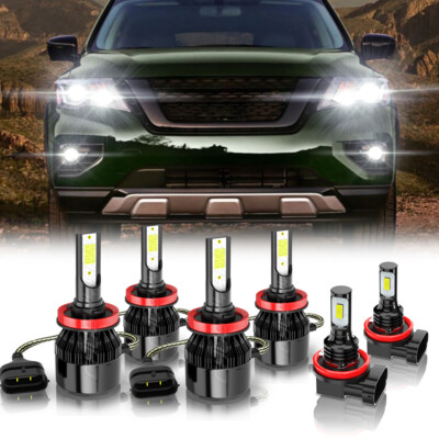 Fit Nissan Pathfinder 2017-2020 Combo 6X 6000K LED Headlights + Fog Lights Bulbs