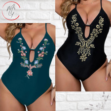 Plus Size Scroll Embroidery One Piece Swimsuit 3XL-4XL