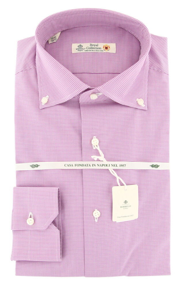 Luigi Borrelli Purple Check Shirt - Slim - 16/41 - (LB5385PU Luigi Borrelli Purple Check Shirt - Slim - 16/41 - (LB5385PU